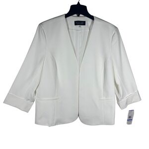 Black Label by Evan-Picone‎ White Collarless Blazer Jacket Size 18 NEW